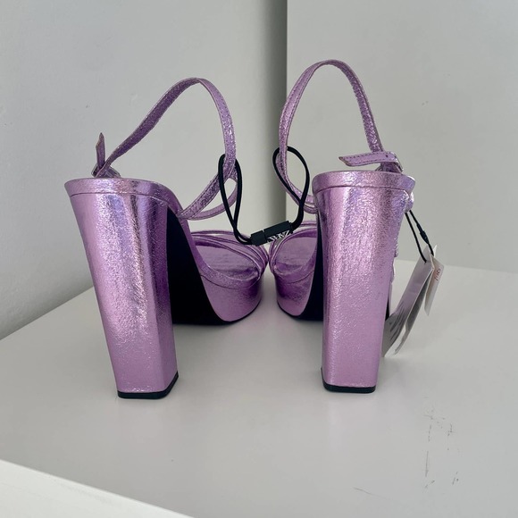 ZARA METALLIC PLATFORM HEELED SANDALS STRAPPY PURPLE - US 8 - Picture 10 of 14